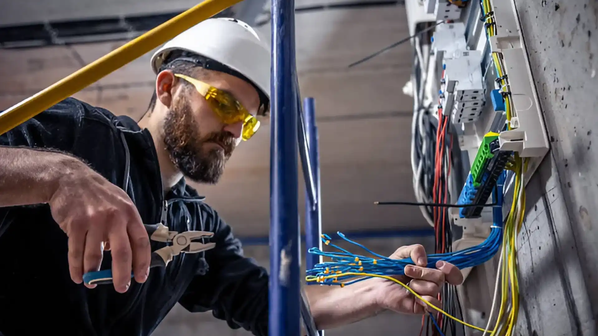 Técnico eléctrico realizando la instalación y mantención de un sistema de respaldo energético